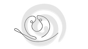 Five human senses animation in continuous line style. Ear line art icon. Nose and smelling. Mouth, lips outline. Eyes