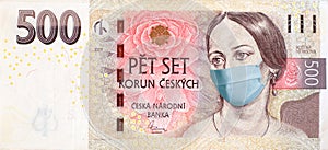 Five hundred Ceskich korun - Czech Republic printed during Coronavirus pandemic. photo