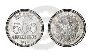 Five hundred cruzeiros coin, year 1986 - Old Coins From Brazil