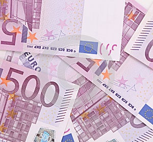 Five hundred euro notes. Whole background texture