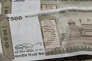 Five hundred rupees indian currency background
