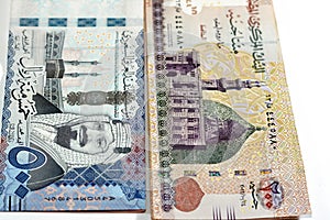 Five hundred Saudi Arabia riyals cash money banknote 500 SAR features king AbdulAziz Al Saud and Kabaa with 200 LE EGP two hundred photo