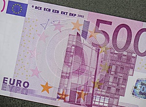 Five hundreds 500 Euro banknotes