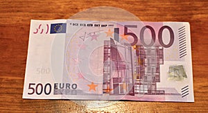 Five hundreds 500 Euro banknotes. Euro Bills