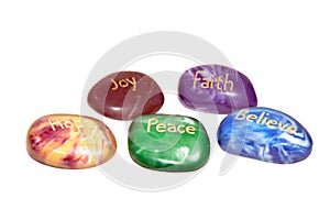 Five inscribed affirmation stones