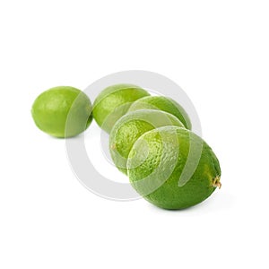 Five limes fruits composition isolated over the