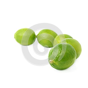 Five limes fruits composition isolated over the