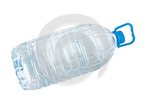 Five liter big plastic bottle with water isolated on white background