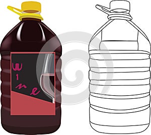 five-litre bottle containing red wine- photo