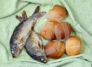 Five loaves, and the two fishes.