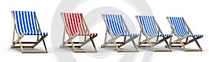 Five lounger blue and one red photo