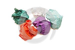 Five lumps of a colour paper