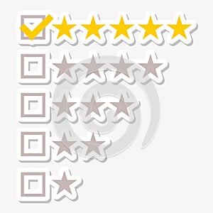 Five matted yellow web button stars ratings stickers