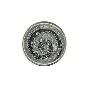 Five mexican centavo coin 1993 isolated on white background