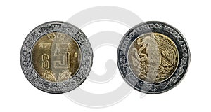 Five Mexican dollars