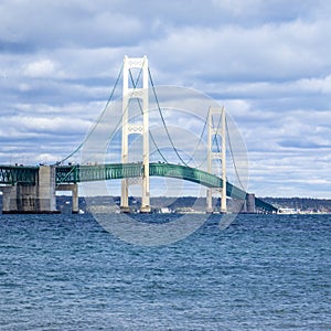 Five Mile Long Mackinac Bridge In Michigan