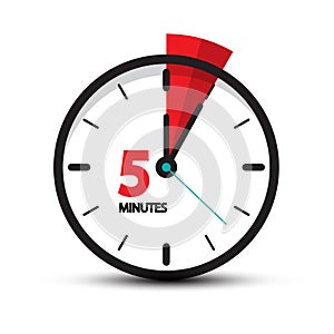 Five Minutes Clock Icon Isolated