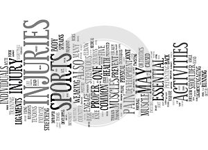 Five Most Common Sports Injuries Text Background Word Cloud Concept