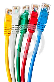 Five multi-colored patch cord