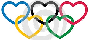 Five multicolored heart shape symbol olympiad photo