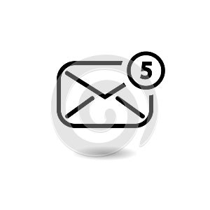 five new message. Mail icon vector, message symbol