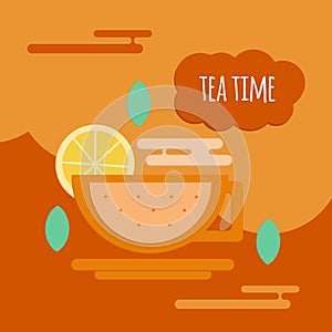 Five o'clock tea flat style concept
