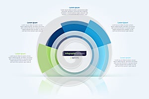Five option circle infographic design template. Vector illustration