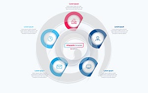 Five option circle infographic design template. Vector illustration