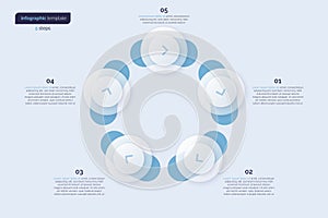 Five option circle infographic design template. Vector illustration