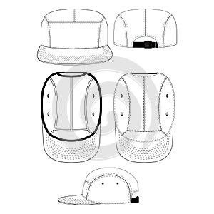 Five panel hat vector outline template