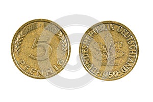 Five Pfennig Germany 1950