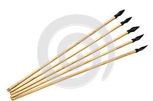A five pieces of handmade arrows with black plastic tips. They are toys.