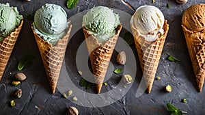 Five Pistachio Ice Cream Cones - A Delicious and Nutty Treat