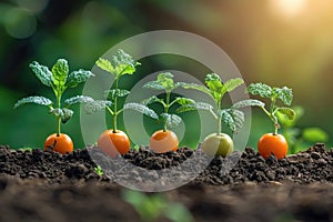Vibrant Young Tomato Plants Growing in Rich Soil