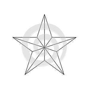 Five point thin outline star icon. Geometric figure from the line. Polygonal ideogram religious and ideological symbol sign