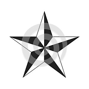 Five-pointed black star on white background. USSR design element. Communism, socialism sign. Vector illustration.
