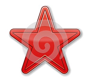 Red star. Red Christmas star isolated on white background. Nice illustration of a 3d look Red star on white background
