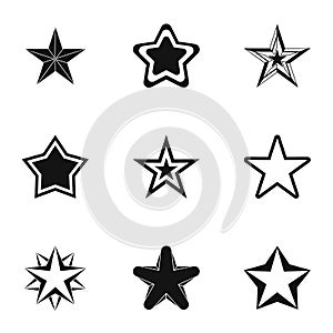 Five-pointed star icons set, simple style