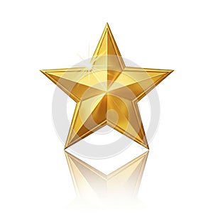 Five-pointed star with a reflective surface, casting a subtle shadow on the