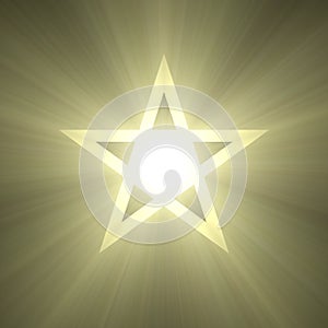 Five pointed star with shiny light flare