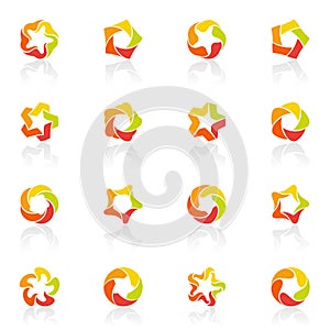 Five-pointed stars. Vector logo template set.