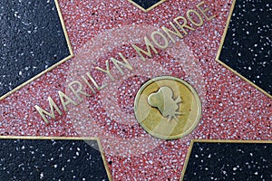 Star of MARILYN MONROE on Hollywood Walk of Fame in Hollywood Boulevard, Los Angeles, California