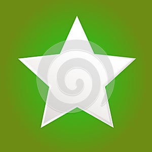 Five-pointed white star on green background