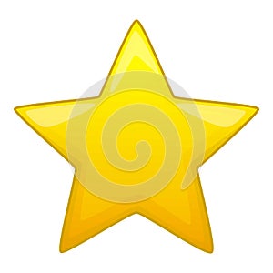 Five pointed yellow star icon, cartoon style