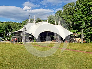 Five poled theatrical tent