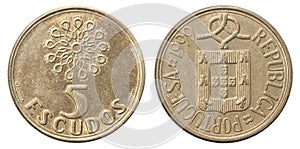 Five Portuguese escudo coin photo