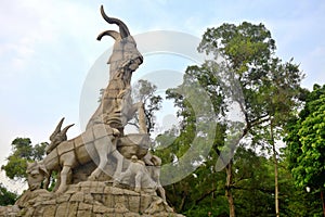 The Five Rams sculpture in Yuexiu park in Guangzhou