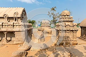 The Five Rathas, Bhima ratha, Elephant sculpture, Arjuna ratha