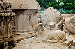 Five rathas complex with in Mamallapuram, Tamil Nadu, India