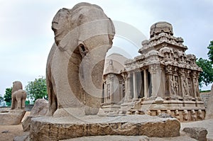 Five rathas complex with in Mamallapuram, Tamil Nadu, India photo